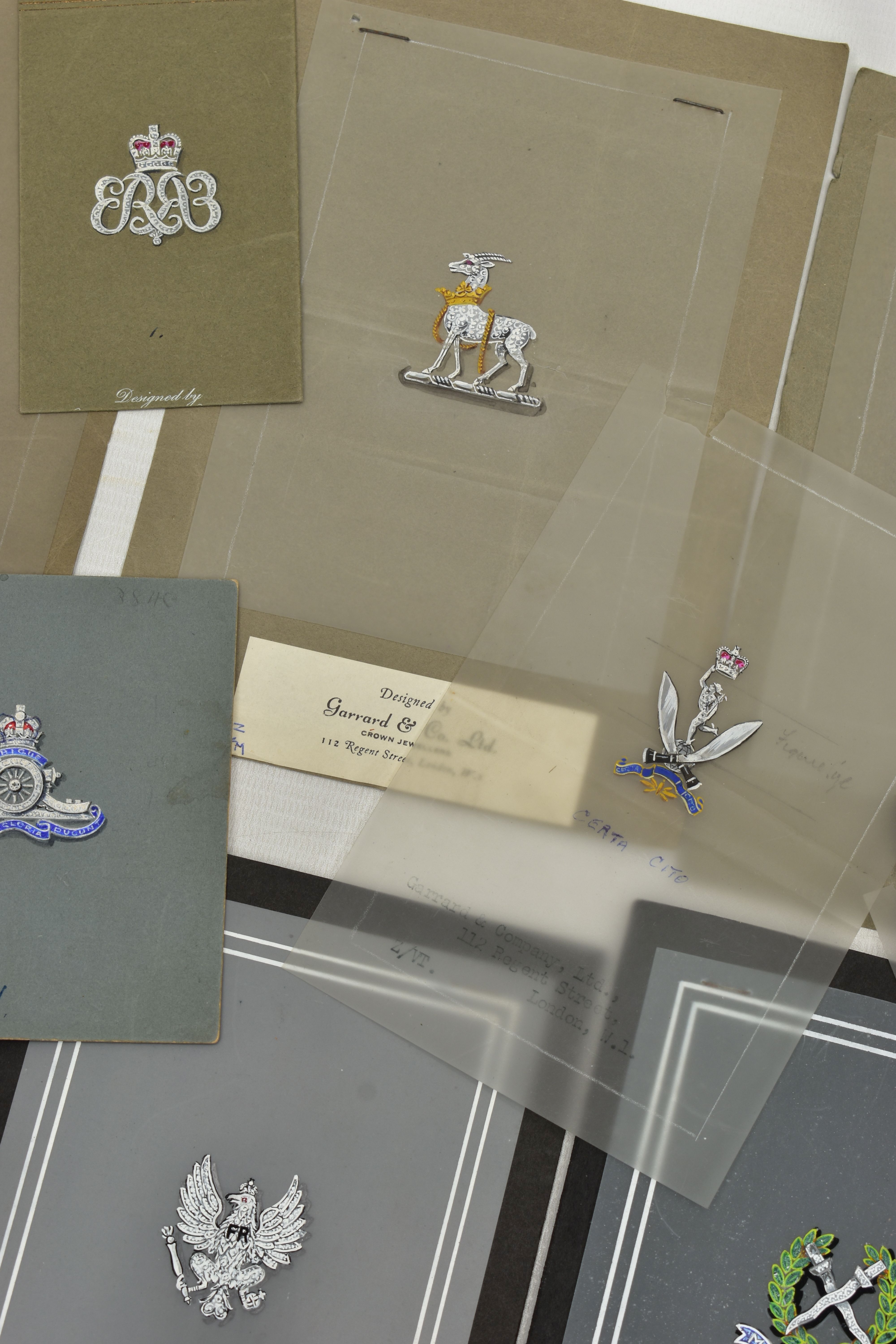 A COLLECTION OF 'GARRARD & CO LTD' EARLY TO MID 20TH CENTURY GOUACHE JEWELLERY DESIGN ILLUSTRATIONS, - Image 4 of 12