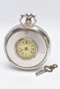 AN EARLY VICTORIAN SILVER PAIR CASED HALF HUNTER POCKET WATCH, key wound, round cream dial featuring