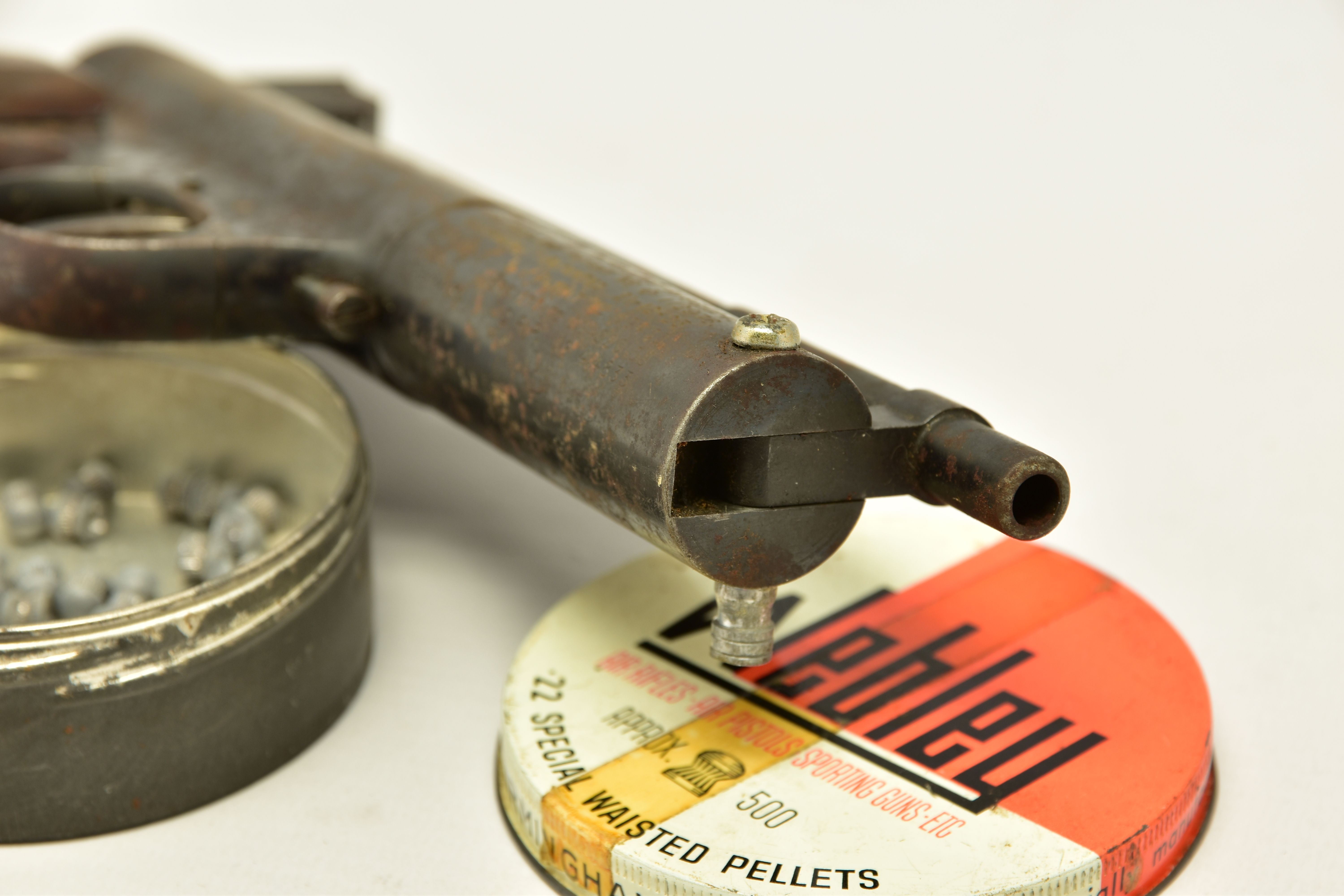 A .22 WEBLEY & SCOTT MK 1 AIR PISTOL, pre WWII, serial number 18387, in working order but with - Image 8 of 8