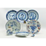 A GROUP OF LATE 18TH AND 19TH CENTURY CHINESE PORCELAIN, comprising an 18th century blue and white