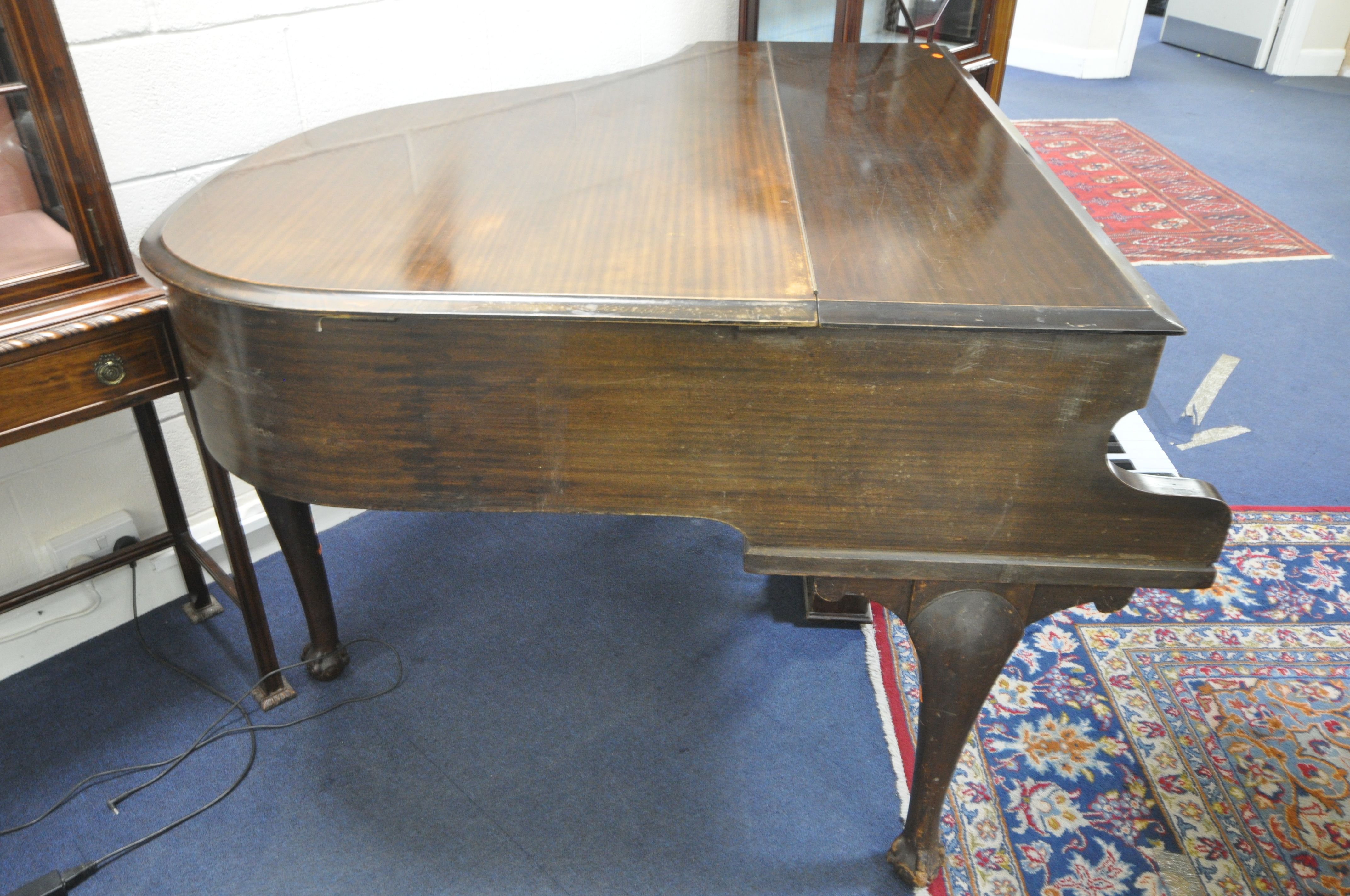 A CHALLEN MAHOGANY 4FT 7 INCH BABY GRAND PIANO, serial number 46474, bone keys, on cabriole legs, - Image 5 of 9