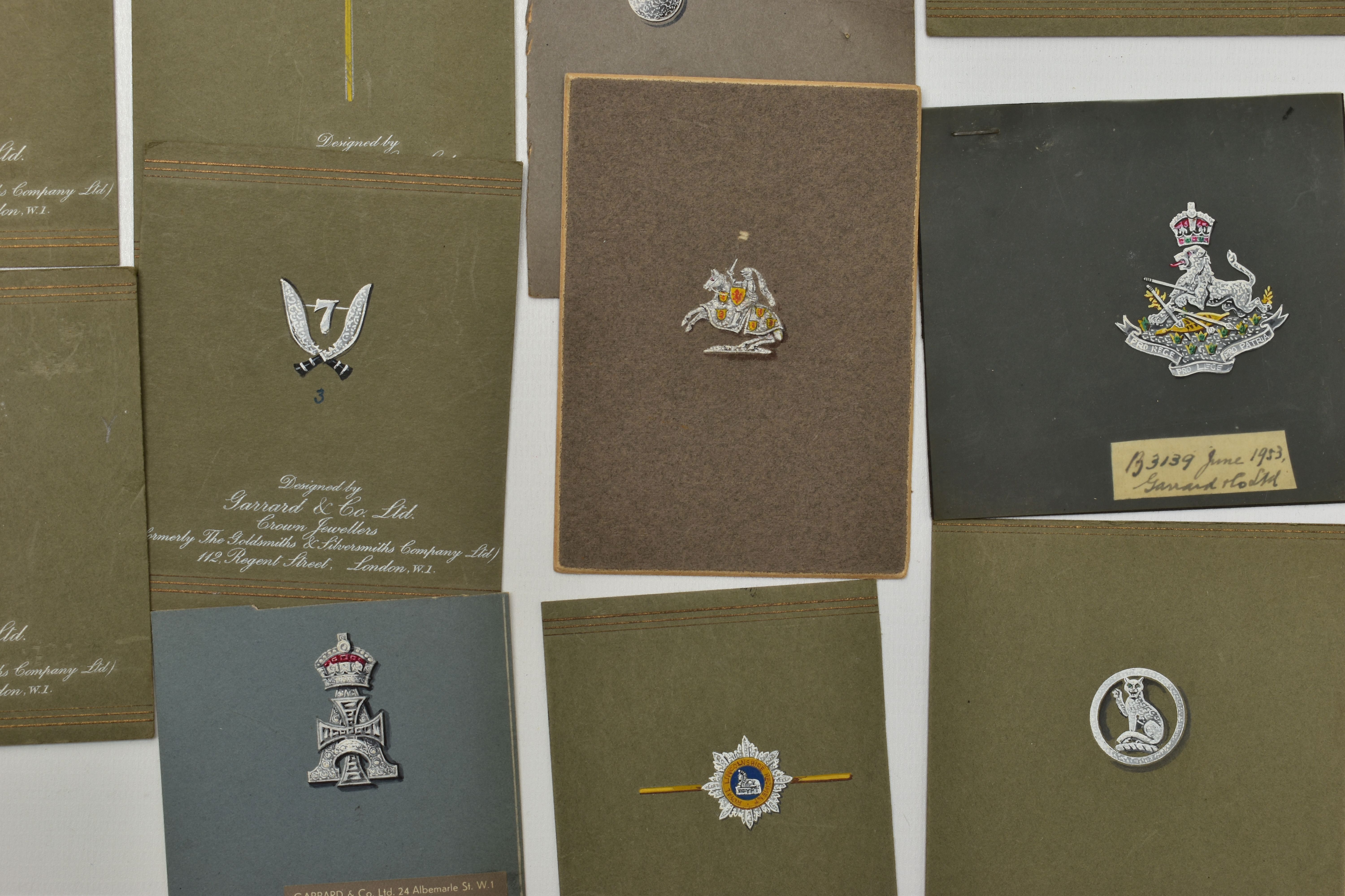 A COLLECTION OF 'GARRARD & CO LTD' EARLY TO MID 20TH CENTURY GOUACHE JEWELLERY DESIGN ILLUSTRATIONS, - Image 2 of 12