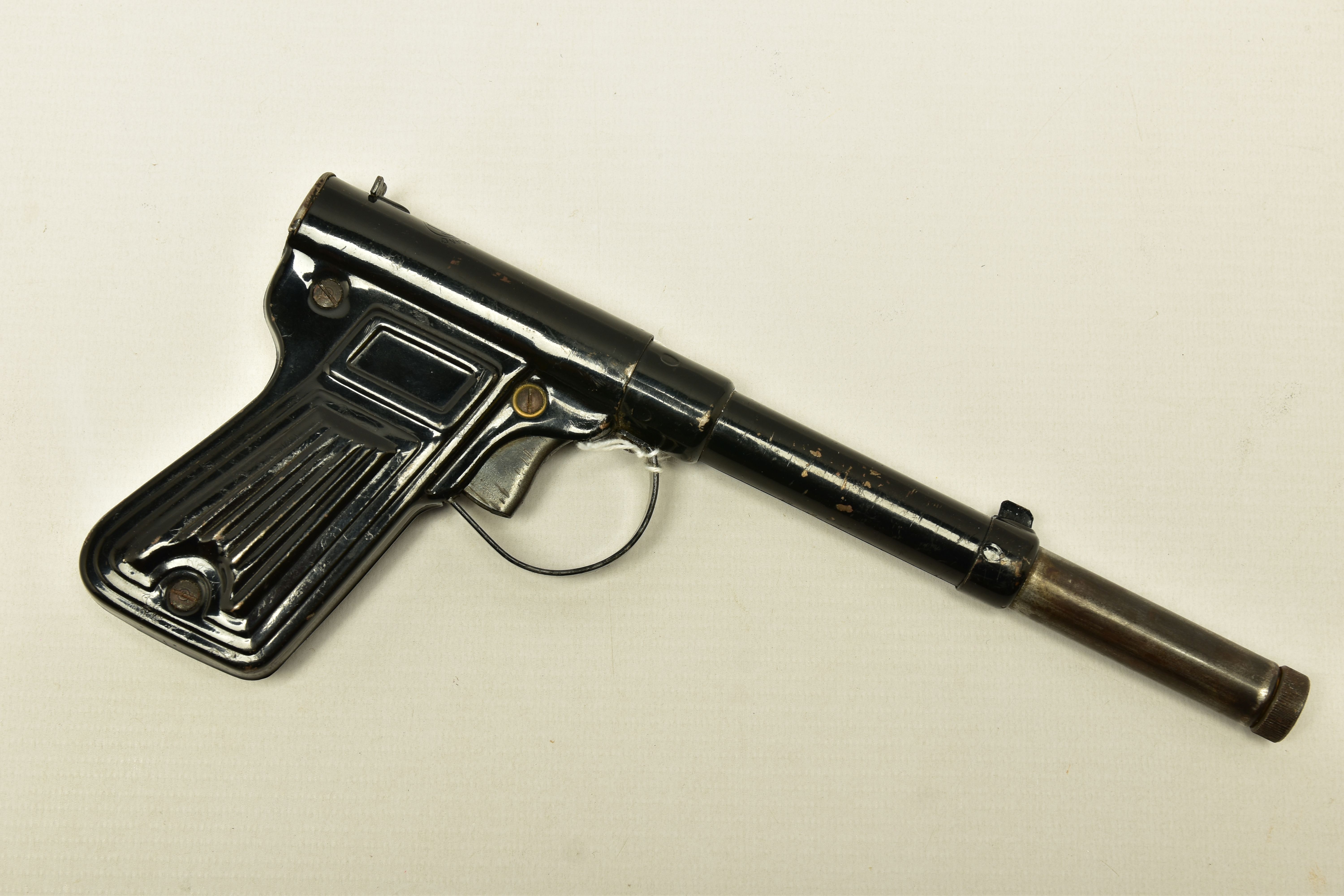 A .177 GAT TYPE PRE WWII AIR PISTOL complete with loading rod in working condition, its pressed