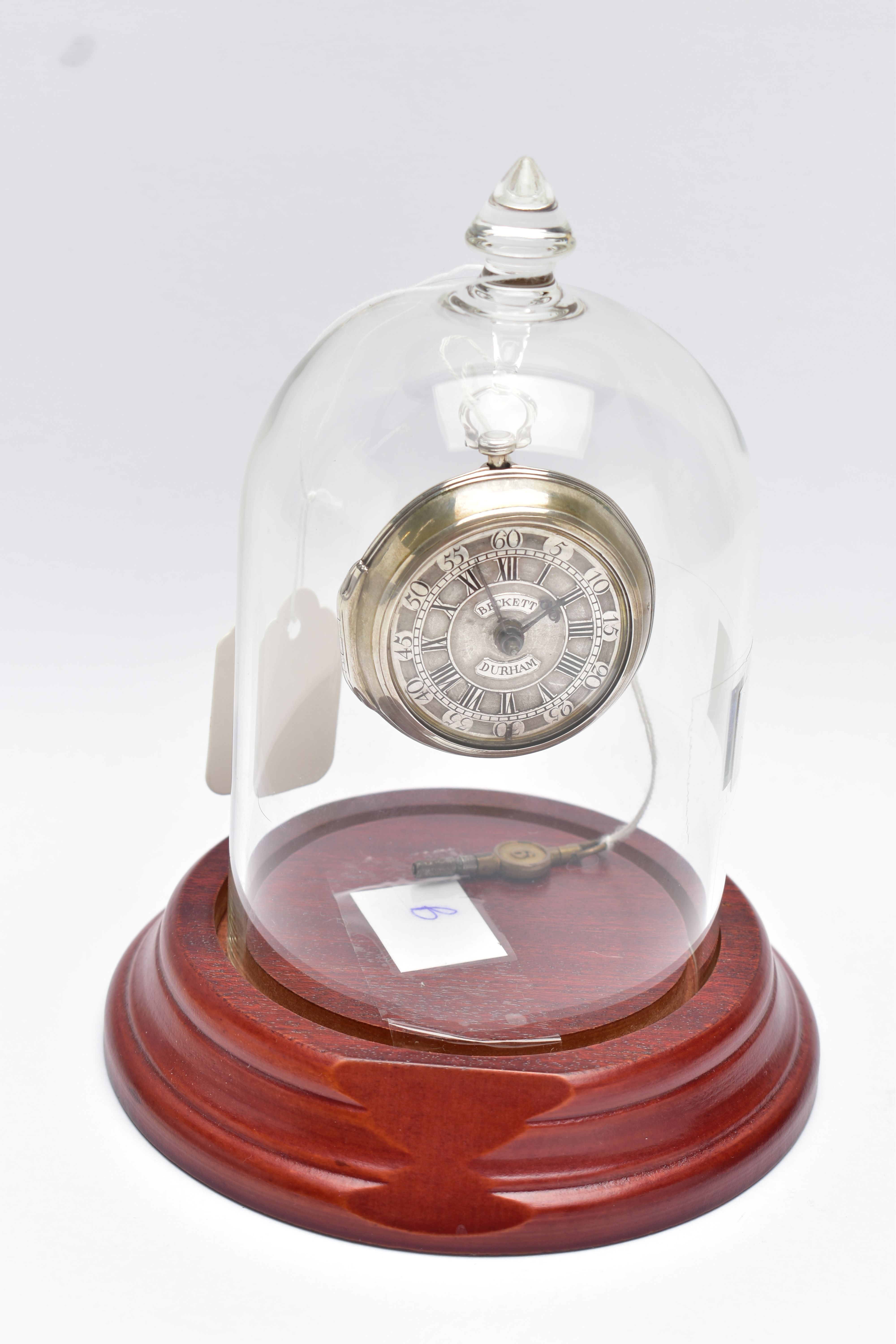 A GEORGE II SILVER PAIR CASED VERGE POCKET WATCH BY 'THOMAS BECKETT', key wound, round champleve - Image 11 of 11