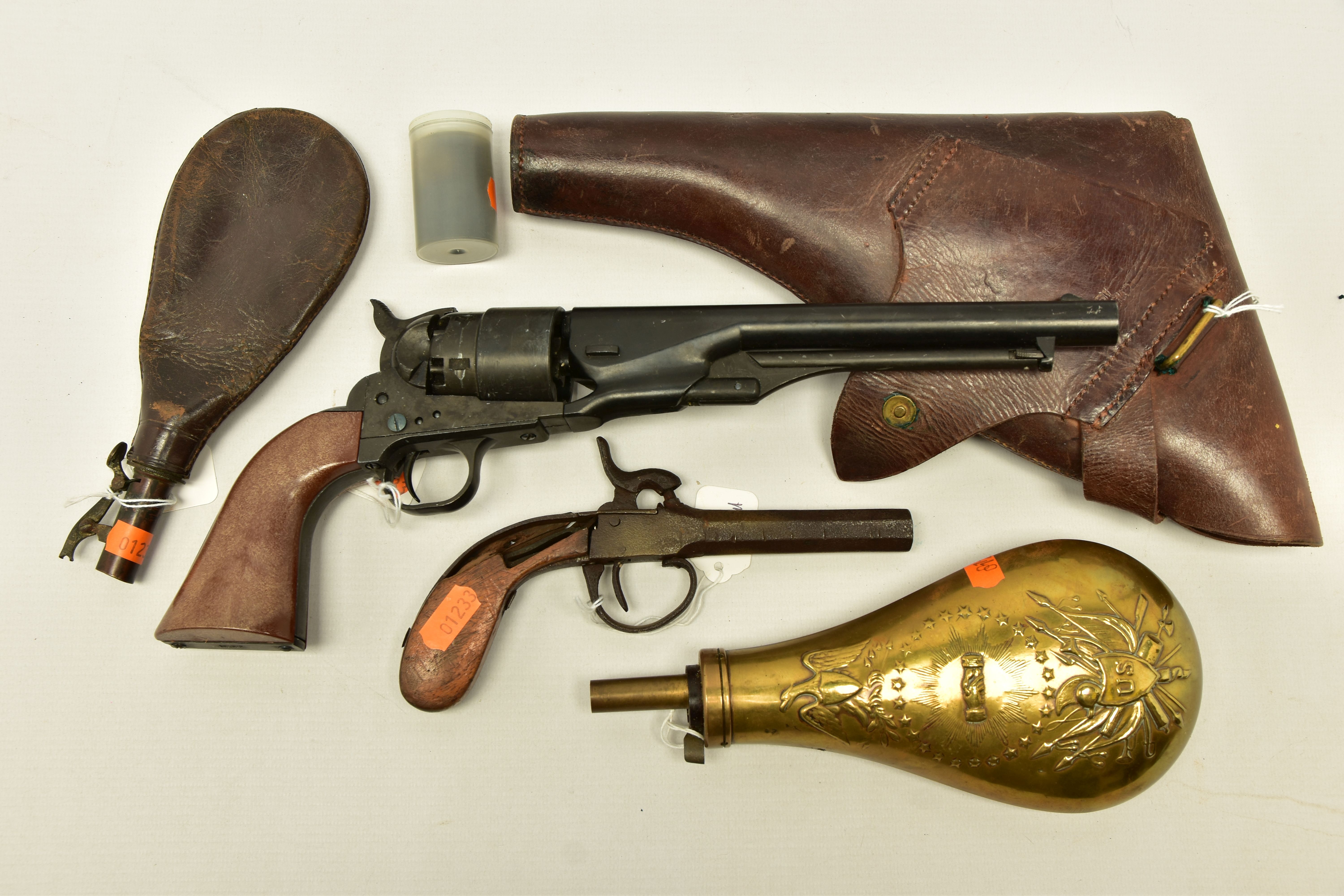 A LEATHER HOLSTER FOR A .455 WEBLEY & SCOTT REVOLVER stamped R.W. STIBY 1917, together with an - Image 5 of 10