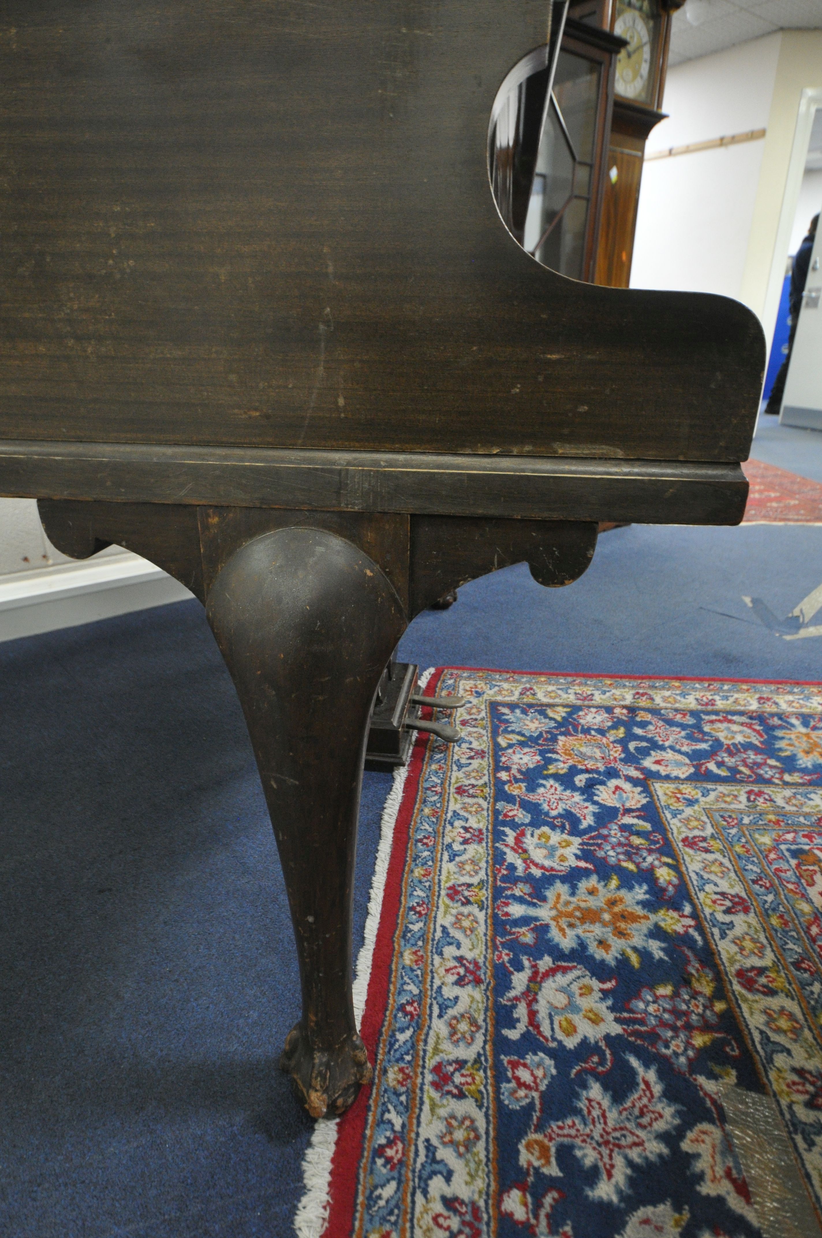 A CHALLEN MAHOGANY 4FT 7 INCH BABY GRAND PIANO, serial number 46474, bone keys, on cabriole legs, - Image 6 of 9