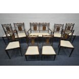 CORNELIUS V SMITH (B.1847-1917) A LATE 19TH CENTURY MAHOGANY AND MARQUETRY INLAID SALON SUITE,