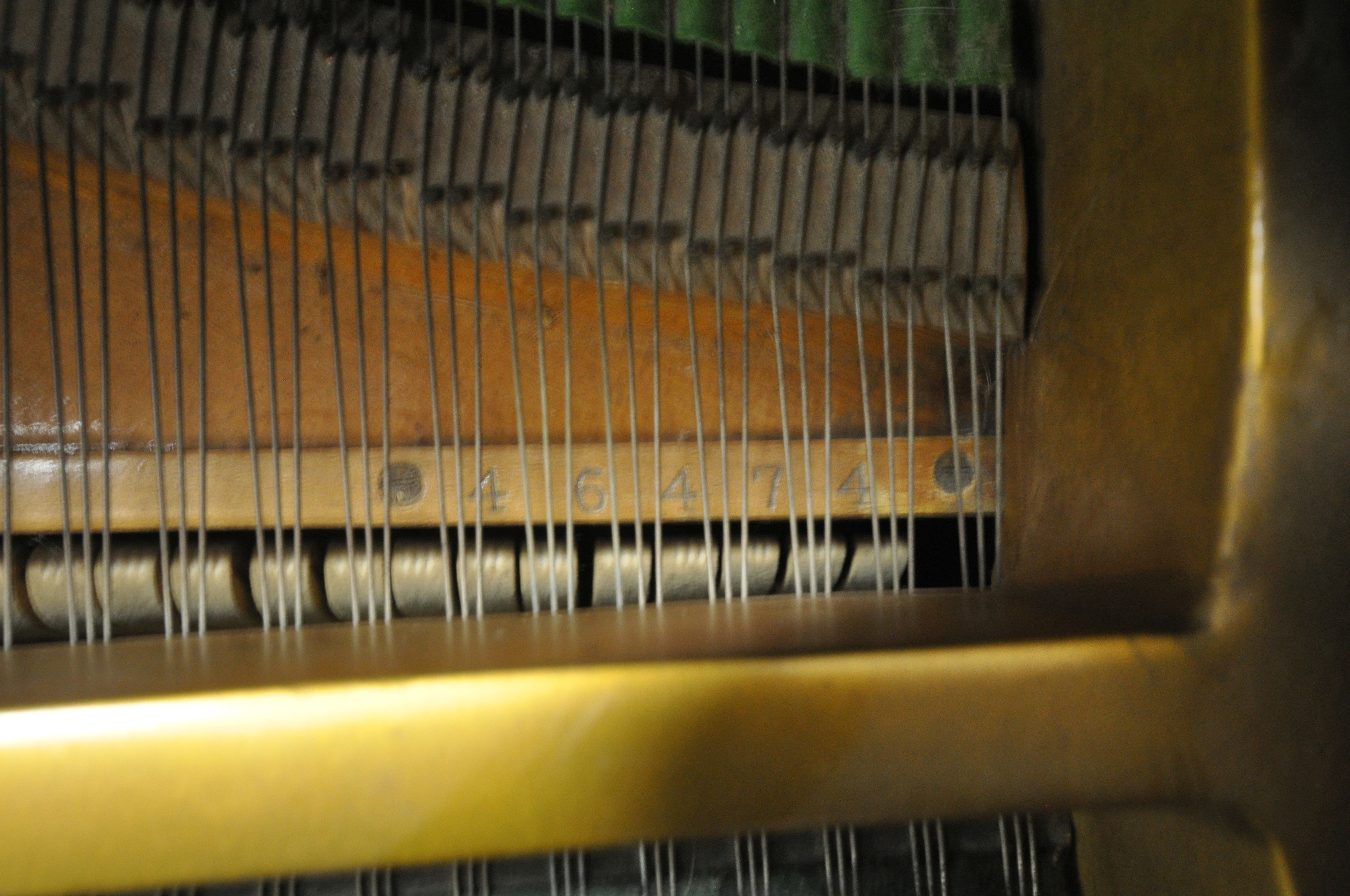 A CHALLEN MAHOGANY 4FT 7 INCH BABY GRAND PIANO, serial number 46474, bone keys, on cabriole legs, - Image 7 of 9