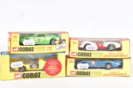FOUR BOXED CORGI TOYS WHIZZWHEELS RACING CARS, Ford GT70, No.316, Ferrari 206 Dino Sport, No.344,