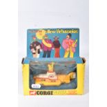 A BOXED CORGI TOYS THE BEATLES YELLOW SUBMARINE, No.803, version with white and yellow hatches, both