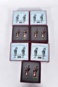 SEVEN BRITAINS SCOTS GUARDS PIPERS FIGURE SETS, No.40210, all appear complete and in good condition,