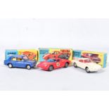 THREE BOXED CORGI TOYS CARS, Volkswagen 1500 Karmann Ghia, No.239, cream body, red interior,
