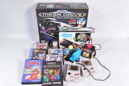 BOXED SEGA MEGA DRIVE, GAMES AND MORE, lot includes a boxed sega Mega Drive, six games, two namco