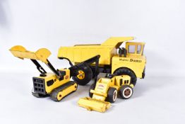 THREE UNBOXED TONKA TOYS, Mighty Dump Truck, wheeled Loading Shovel and tracked Loading Shovel