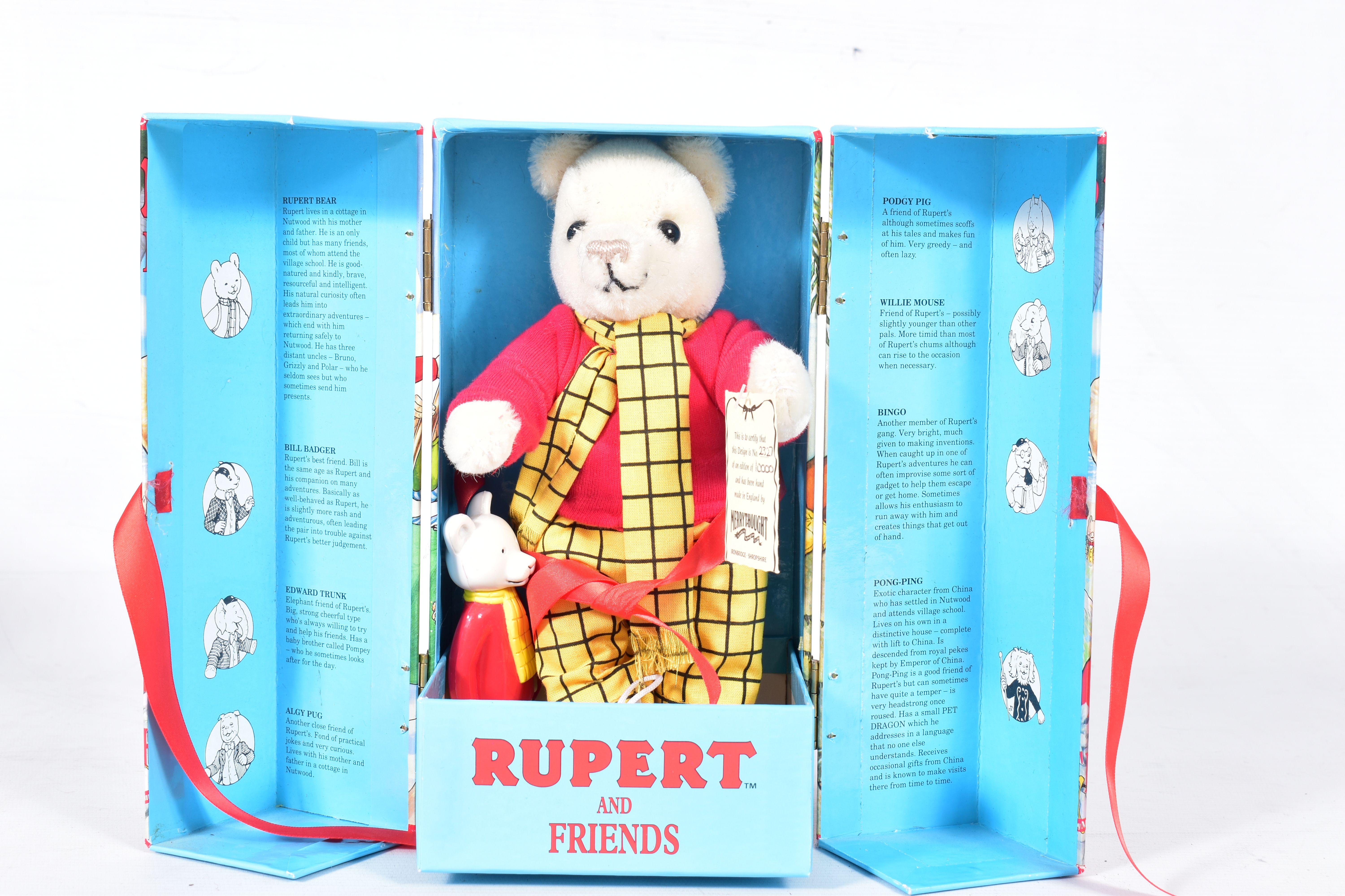 TWO BOXED MERRYTHOUGHT LIMITED EDITION RUPERT AND FRIENDS SOFT TOYS, Rupert Bear, No.2327 of 10000 - Image 8 of 13