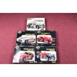 FIVE BOXED BBURAGO 1/18 SCALE DIECAST AND PLASTIC SPORTS CAR KITS, Mercedes SSKL Mille Miglia, No.