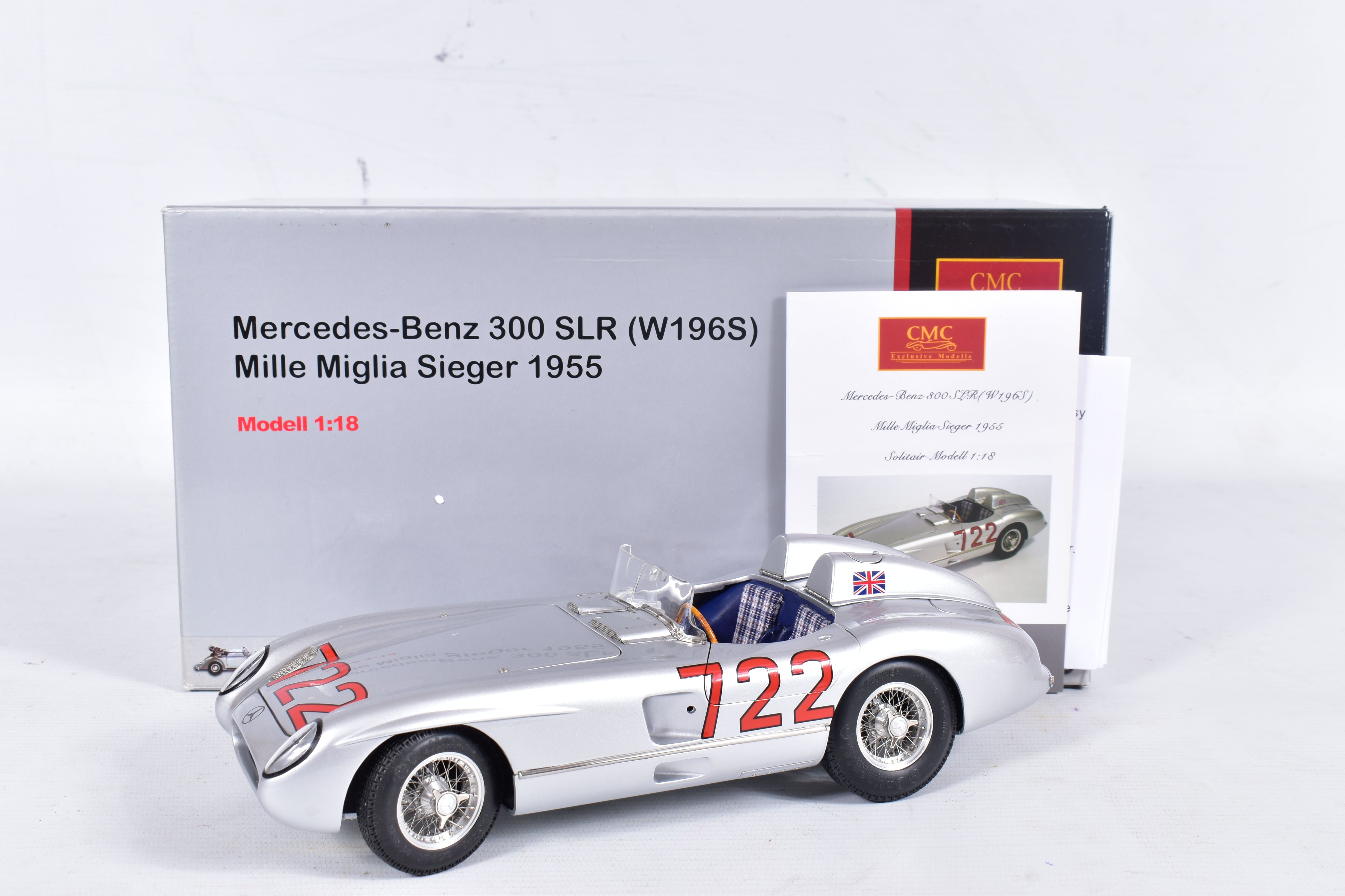 A BOXED CMC 1/18 SCALE MERCEDES-BENZ 300 SLR (W196S) MILLE MIGLIA WINNER 1955, No.M-066, complete