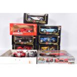 EIGHT BOXED BBURAGO AND TONKA POLISTIL ITALIAN SPORTS CAR MODELS, all 1/18 scale, to include