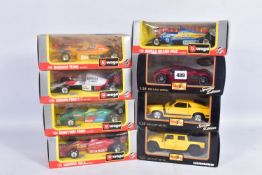 A QUANTITY OF BOXED 1:24 SCALE DIECAST CAR MODELS, Bburago racing cars and Maisto Special Edition,