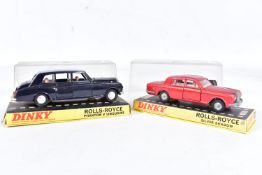 TWO BOXED DINKY TOYS ROLLS-ROYCE CARS, Phantom V Limousine, No.152 version with navy blue body,