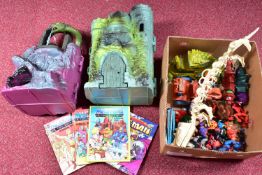 A QUANTITY OF UNBOXED AND ASSORTED MATTEL HE-MAN MASTERS OF THE UNIVERSE PLAY SETS AND FIGURES, to