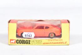 A BOXED CORGI TOYS WHIZZWHEELS FORD CAPRI V6 3 LITRE, No.311, fluorescent orange with red WW hubs,