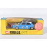 A BOXED CORGI TOYS HILLMAN HUNTER RALLY CAR, No.302, with Golden Jacks wheels, complete with