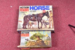 TWO BOXED PALITOY ACTION MAN PLAY SETS, 'Horse With Saddle' and 'Machine Gun Emplacement',