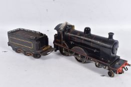 A BING GAUGE ONE LIVE STEAM 4-4-0 LOCOMOTIVE AND TENDER, not tested, No.1902, lined black livery,
