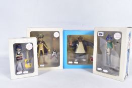 FOUR BOXED KIDROBOT VINYL GORILLAZ FIGURES, 2-D, Murdoc Nicalls, Noodle and Russel Hobbs, from the