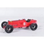 AN UNBOXED DIECAST 1/18 SCALE 1930'S ALFA ROMEO RACING CAR, missing windscreen and one of the