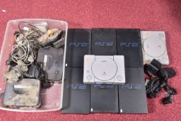 TWO BOXES OF BROKEN CONSOLES AND ACCESSORIES, contents include six Playstation 2 consoles, two
