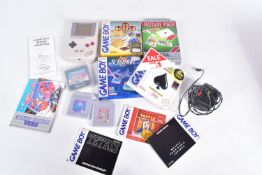 A GAMEBOY AND QUANTITY OF GAMEBOY GAMES, games include Tetris, Boxle, Boxle II (boxed), Super
