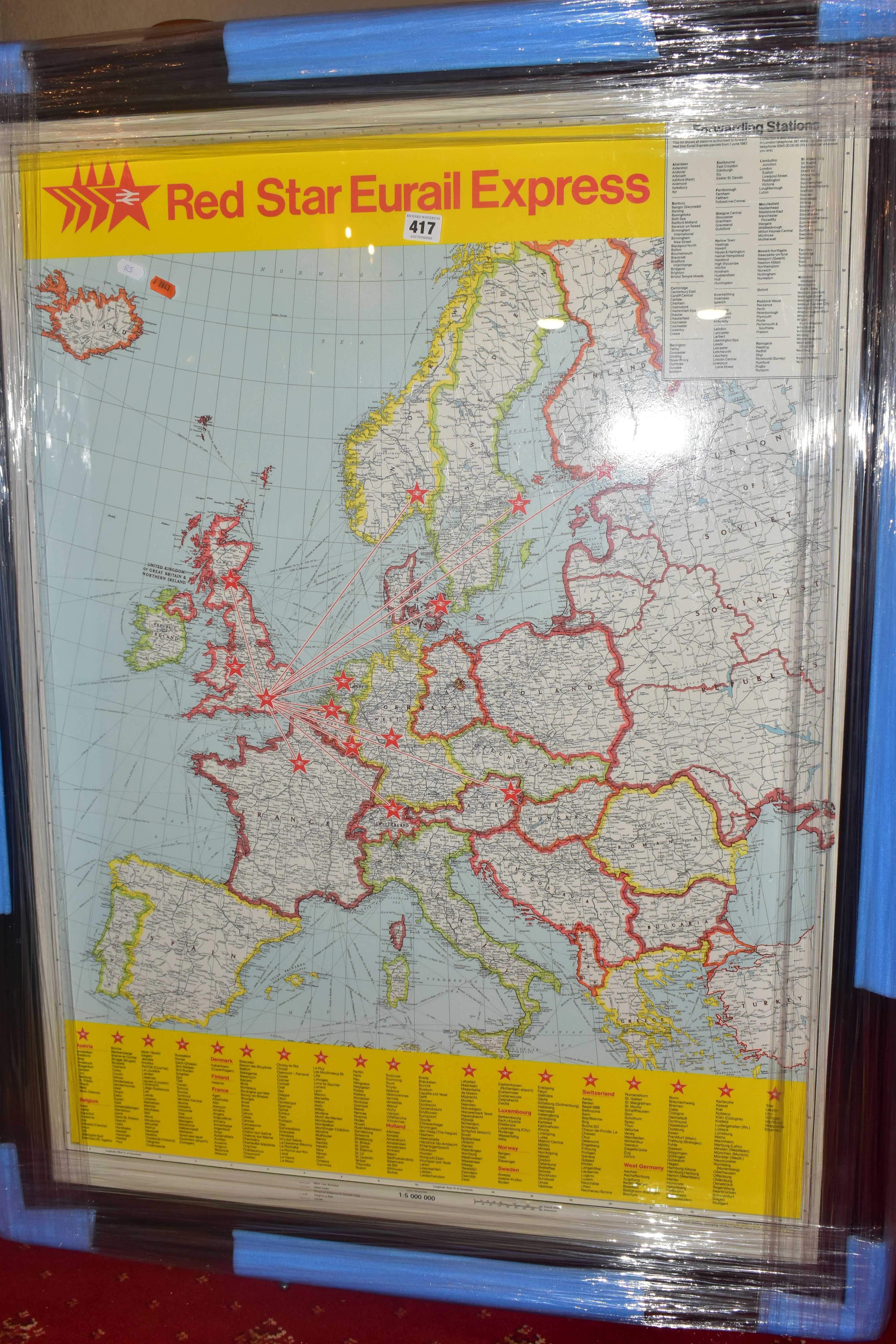 A FRAMED AND GLAZED LONDON TRANSPORT BUS MAP, from the 1980's, with a framed and glazed Red Star - Image 3 of 3