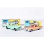 TWO BOXED CORGI TOYS AMERICAN CARS, Buick Riviera, No.245, metallic gold body, red interior,