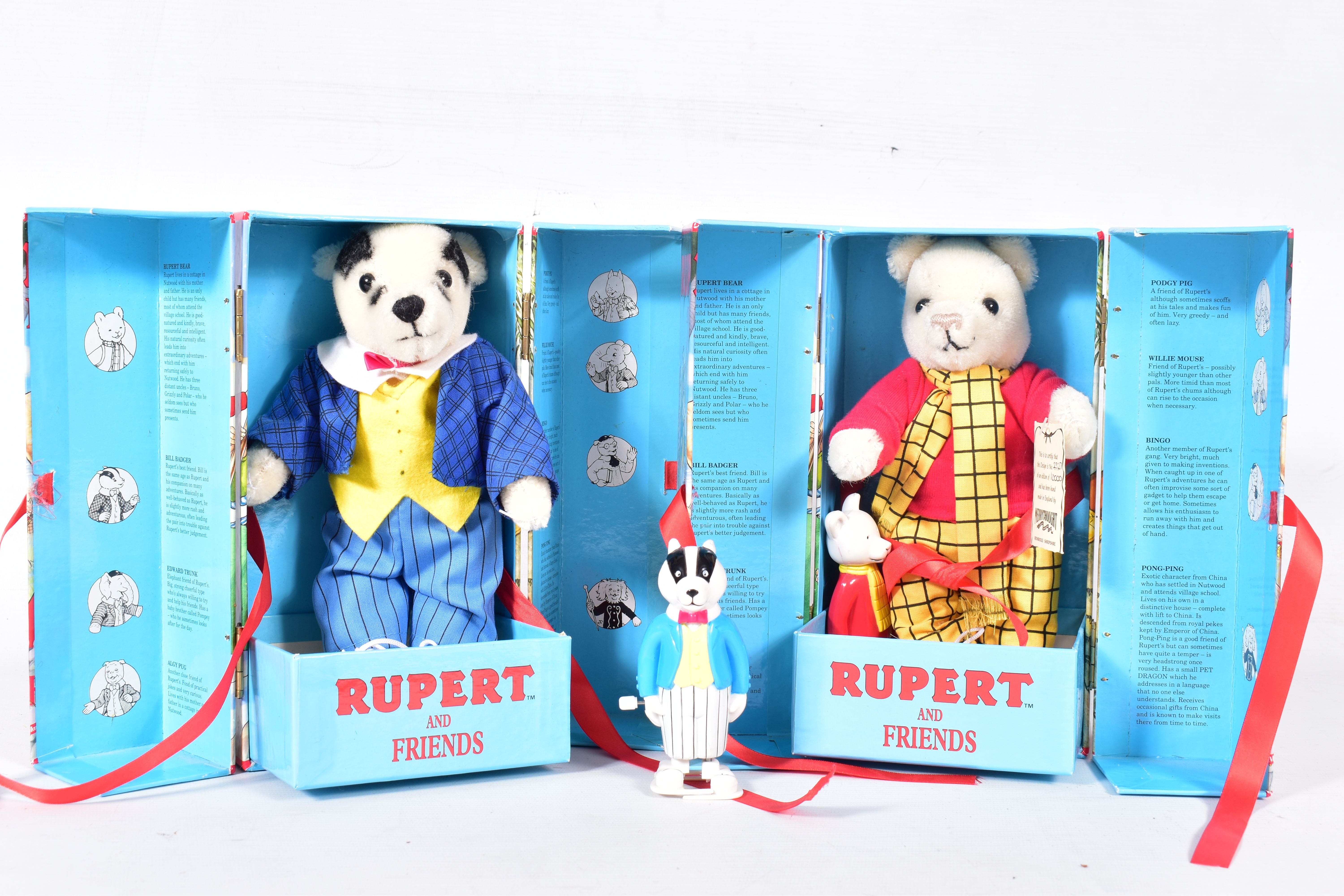 TWO BOXED MERRYTHOUGHT LIMITED EDITION RUPERT AND FRIENDS SOFT TOYS, Rupert Bear, No.2327 of 10000