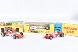 THREE BOXED CORGI TOYS FORMULA 1 CARS, all cars complete and in very good condition with minor paint