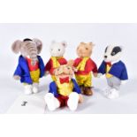 A COLLECTION OF STEIFF LIMITED EDITION RUPERT THE BEAR AND HIS THREE FRIENDS FIGURES, comprising two