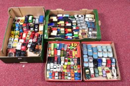 A QUANTITY OF UNBOXED AND ASSORTED PLAYWORN DIECAST VEHICLES, majority are assorted car and van