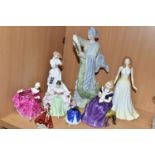 EIGHT ROYAL DOULTON AND WEDGWOOD FIGURINES, comprising Royal Doulton: Sentiments Thank You -