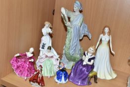 EIGHT ROYAL DOULTON AND WEDGWOOD FIGURINES, comprising Royal Doulton: Sentiments Thank You -