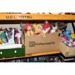 FIVE BOXES OF McDONALDS HAPPY MEAL TOYS ETC, to include a box of balloons, a box of plastic toys,