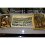 THREE OSBORNE IVOREX RELIEF PLAQUES, comprising 'Balmoral Castle' approximate size 18cm x 27cm,