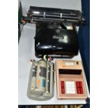OFFICE EQUIPMENT, an Everest model ST manual typewriter, made in Italy, a Lago Calc. Inc. electronic
