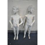 TWO POLYFORM CHILD SIZE MANNEQUIN, both with detachable arms, tallest approximately 126cm (condition