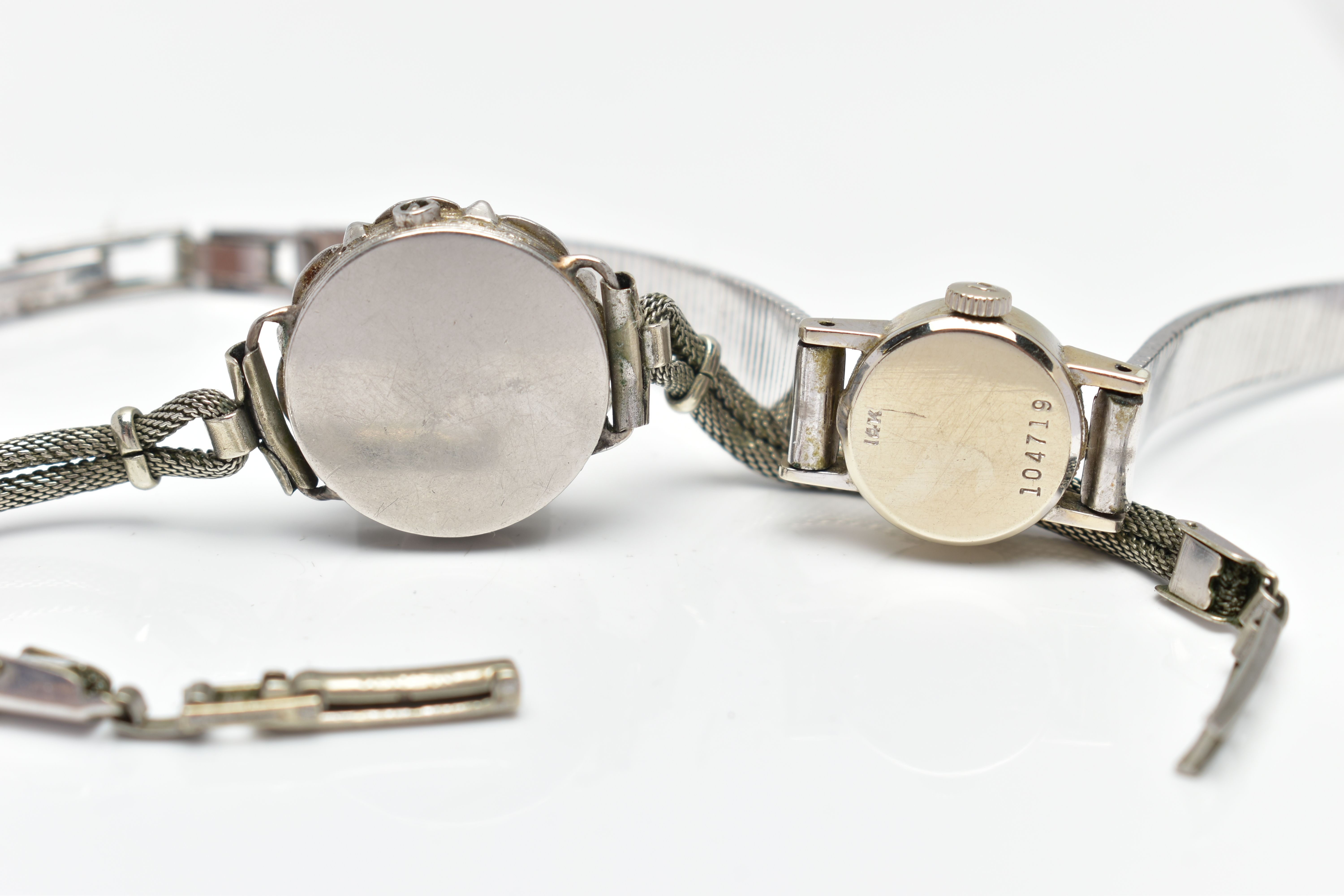 TWO LADIES WRISTWATCHES, the first a white metal 'Precista' watch, missing crown, round silver - Image 4 of 5