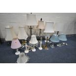 A SELECTION OF TABLE LAMPS, of various styles and materials, including a few Laura Ashley lamps, and