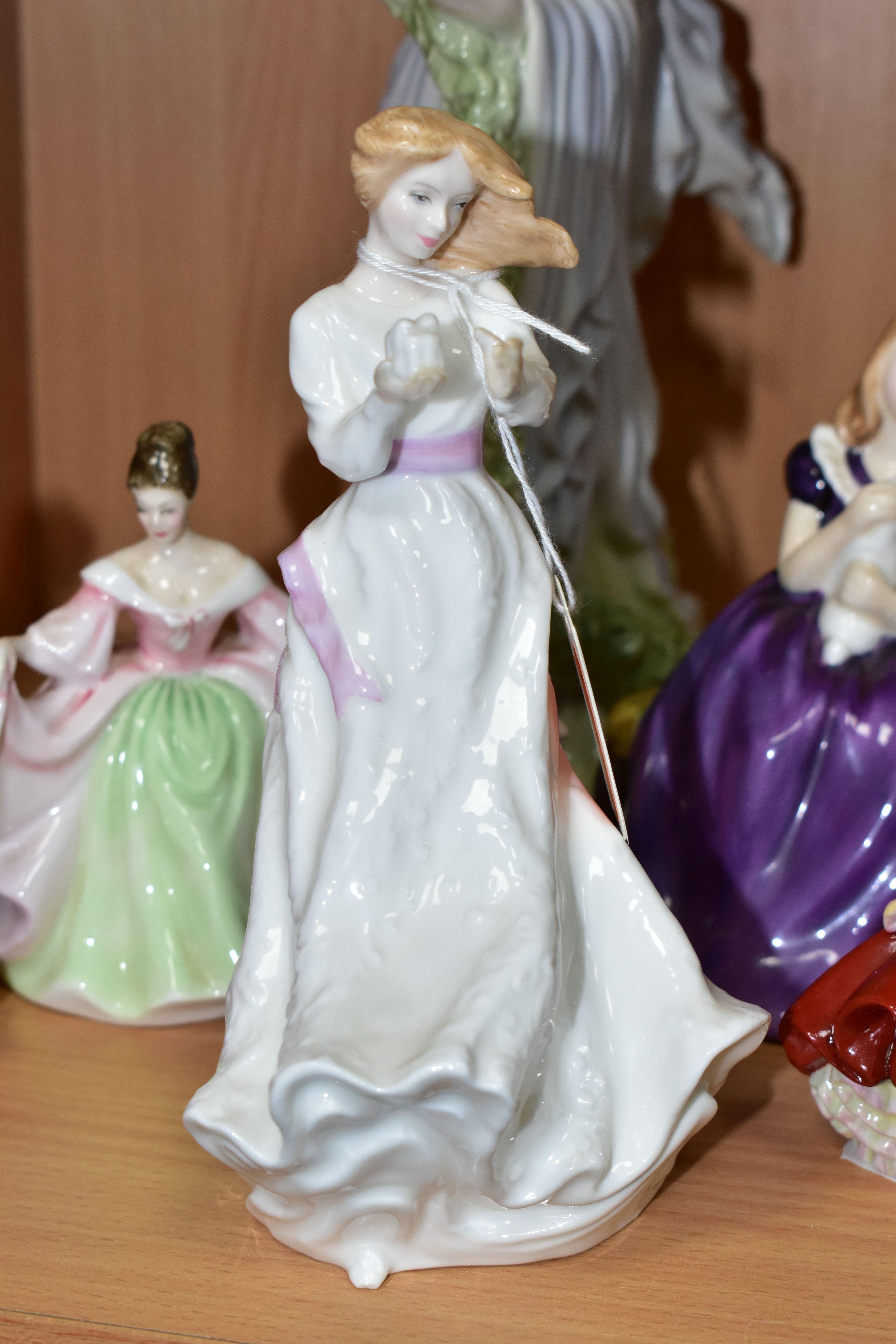 EIGHT ROYAL DOULTON AND WEDGWOOD FIGURINES, comprising Royal Doulton: Sentiments Thank You - - Image 7 of 8