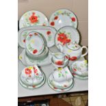 A THIRTY SIX PIECE ROYAL WORCESTER 'POPPIES' PATTERN PART DINNER SERVICE, comprising tea pot and
