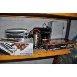 SIX ITEMS OF HOUSEHOLD ELECTRICALS including an Ambiano reversable grill (boxed and barely used),